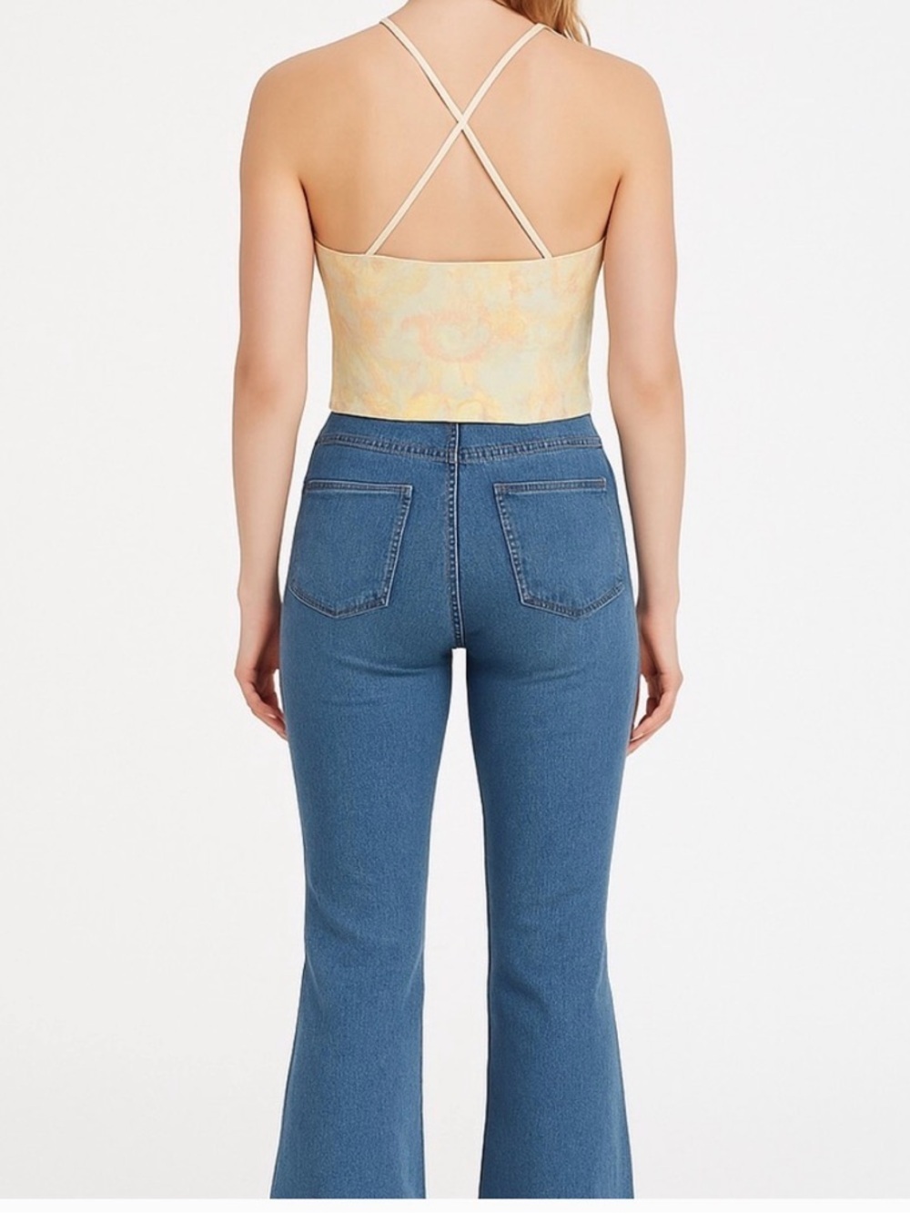 Nicole Miller Pastel Floral Halter Crop Top Deep V Tie Front Size M - Picture 4 of 10